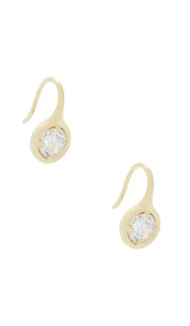 By Adina Eden Cz Rounded Bezel Fish Hook Huggie Earring | Thumbnail 1 By Adina Eden Cz Rounded Bezel Fish Hook Huggie Earring | Thumbnail 1