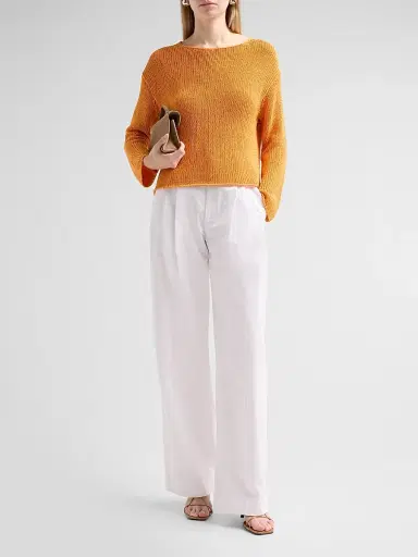 Vince Women's Coated Stretch-Cotton Knit Sweater - Tangerine - Size XS | Thumbnail 2 Vince Women's Coated Stretch-Cotton Knit Sweater - Tangerine - Size XS | Thumbnail 2