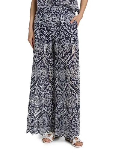 Generation Love Women's Fifi Eyelet Cotton Wide-Leg Pants - Navy White - Size XL | Thumbnail 3 Generation Love Women's Fifi Eyelet Cotton Wide-Leg Pants - Navy White - Size XL | Thumbnail 3
