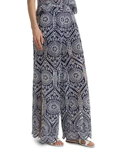 Generation Love Women's Fifi Eyelet Cotton Wide-Leg Pants - Navy White - Size XL | Thumbnail 4 Generation Love Women's Fifi Eyelet Cotton Wide-Leg Pants - Navy White - Size XL | Thumbnail 4
