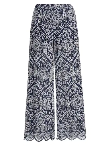 Generation Love Women's Fifi Eyelet Cotton Wide-Leg Pants - Navy White - Size XL | Thumbnail 1 Generation Love Women's Fifi Eyelet Cotton Wide-Leg Pants - Navy White - Size XL | Thumbnail 1