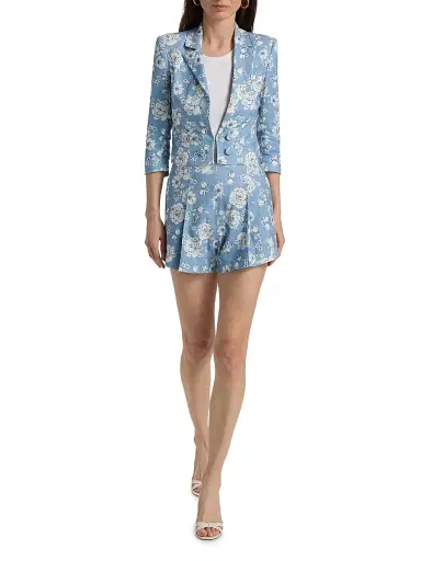 Generation Love Women's Emmeline Floral Linen Crop Blazer | Thumbnail 2 Generation Love Women's Emmeline Floral Linen Crop Blazer | Thumbnail 2