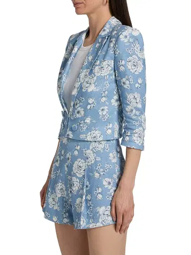 Generation Love Women's Emmeline Floral Linen Crop Blazer | Thumbnail 4 Generation Love Women's Emmeline Floral Linen Crop Blazer | Thumbnail 4