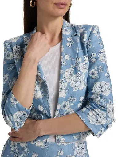 Generation Love Women's Emmeline Floral Linen Crop Blazer | Thumbnail 6 Generation Love Women's Emmeline Floral Linen Crop Blazer | Thumbnail 6