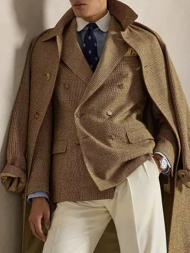 Polo Ralph Lauren Men's Glen Plaid Double-Breasted Sport Jacket - Brown Tan | Thumbnail 7 Polo Ralph Lauren Men's Glen Plaid Double-Breasted Sport Jacket - Brown Tan | Thumbnail 7