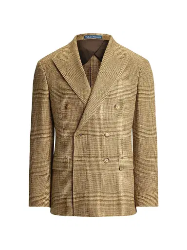 Polo Ralph Lauren Men's Glen Plaid Double-Breasted Sport Jacket - Brown Tan | Thumbnail 1 Polo Ralph Lauren Men's Glen Plaid Double-Breasted Sport Jacket - Brown Tan | Thumbnail 1