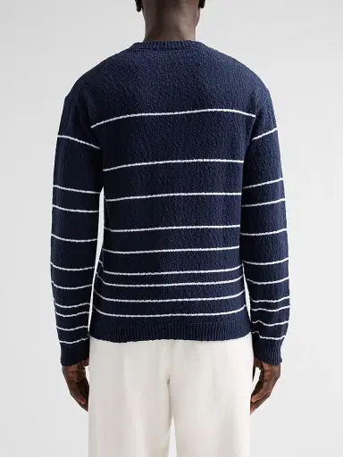 Saks Fifth Avenue Men's Striped Bouclé Crewneck Sweater - Navy | Thumbnail 3 Saks Fifth Avenue Men's Striped Bouclé Crewneck Sweater - Navy | Thumbnail 3