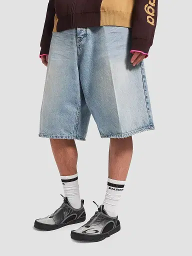 Balenciaga Men's Denim Stay Press Shorts - Bleach Light Blue | Thumbnail 3 Balenciaga Men's Denim Stay Press Shorts - Bleach Light Blue | Thumbnail 3