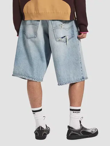 Balenciaga Men's Denim Stay Press Shorts - Bleach Light Blue | Thumbnail 4 Balenciaga Men's Denim Stay Press Shorts - Bleach Light Blue | Thumbnail 4