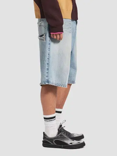 Balenciaga Men's Denim Stay Press Shorts - Bleach Light Blue | Thumbnail 5 Balenciaga Men's Denim Stay Press Shorts - Bleach Light Blue | Thumbnail 5