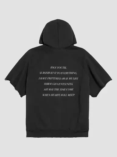 Balenciaga Men's The Song of the Highest Tower Cut-Off Sleeve Hoodie | Thumbnail 2 Balenciaga Men's The Song of the Highest Tower Cut-Off Sleeve Hoodie | Thumbnail 2