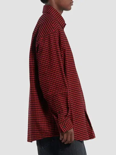 Balenciaga Men's Cotton Flannel Overshirt - Red | Thumbnail 4 Balenciaga Men's Cotton Flannel Overshirt - Red | Thumbnail 4
