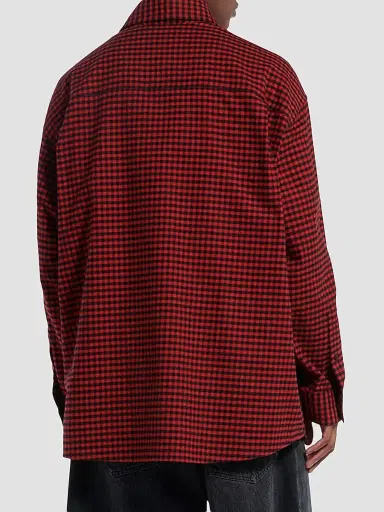 Balenciaga Men's Cotton Flannel Overshirt - Red | Thumbnail 5 Balenciaga Men's Cotton Flannel Overshirt - Red | Thumbnail 5