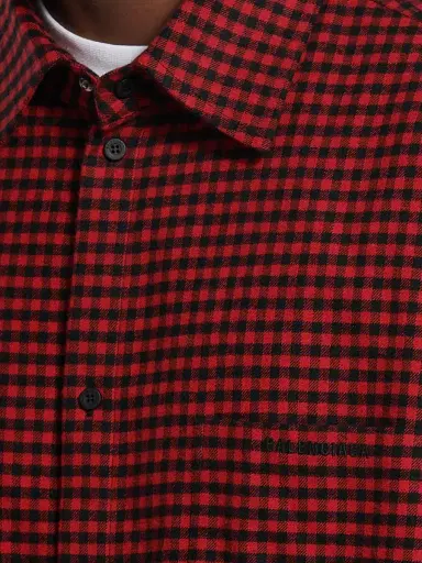 Balenciaga Men's Cotton Flannel Overshirt - Red | Thumbnail 6 Balenciaga Men's Cotton Flannel Overshirt - Red | Thumbnail 6