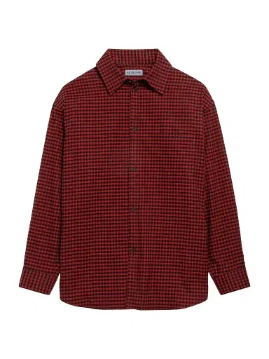 Balenciaga Men's Cotton Flannel Overshirt - Red | Thumbnail 1 Balenciaga Men's Cotton Flannel Overshirt - Red | Thumbnail 1