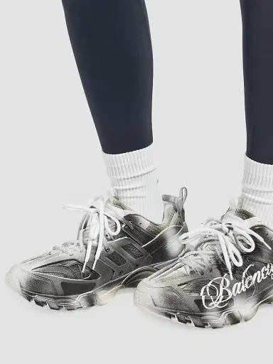 Balenciaga Women's Track Stencil Logo Sneakers - Black White | Thumbnail 6 Balenciaga Women's Track Stencil Logo Sneakers - Black White | Thumbnail 6