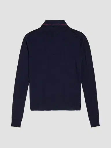 Balenciaga Men's Knitted Long Sleeve Polo Shirt - Navy | Thumbnail 2 Balenciaga Men's Knitted Long Sleeve Polo Shirt - Navy | Thumbnail 2