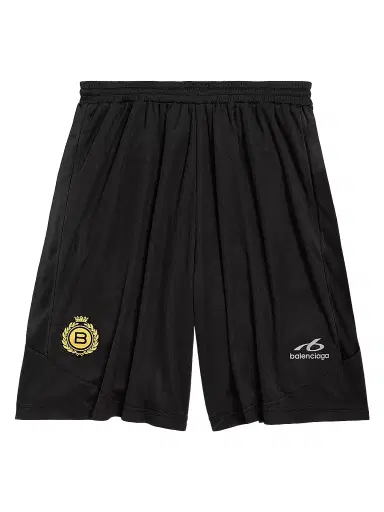 Balenciaga Men's Soccer Baggy Shorts - Black | Thumbnail 1 Balenciaga Men's Soccer Baggy Shorts - Black | Thumbnail 1