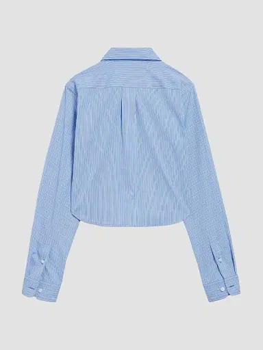 Balenciaga Women's Striped Cropped Shirt - Blue | Thumbnail 2 Balenciaga Women's Striped Cropped Shirt - Blue | Thumbnail 2