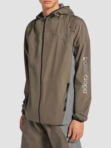 Balenciaga Men's Techwear Zip-Up Jacket - Brown Grey | Thumbnail 3 Balenciaga Men's Techwear Zip-Up Jacket - Brown Grey | Thumbnail 3