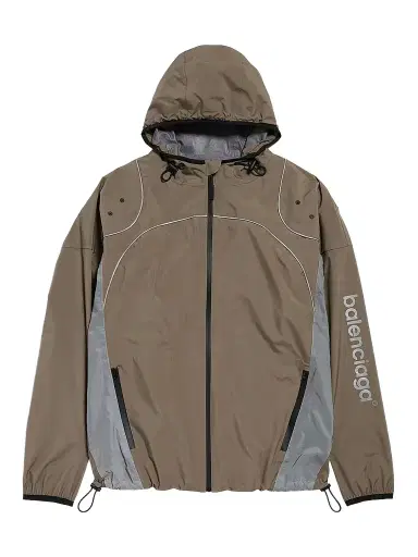 Balenciaga Men's Techwear Zip-Up Jacket - Brown Grey | Thumbnail 1 Balenciaga Men's Techwear Zip-Up Jacket - Brown Grey | Thumbnail 1