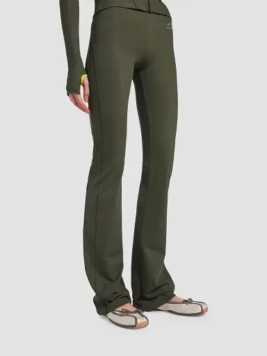 Balenciaga Women's Techwear Flared Leggings - Khaki Lime | Thumbnail 3 Balenciaga Women's Techwear Flared Leggings - Khaki Lime | Thumbnail 3