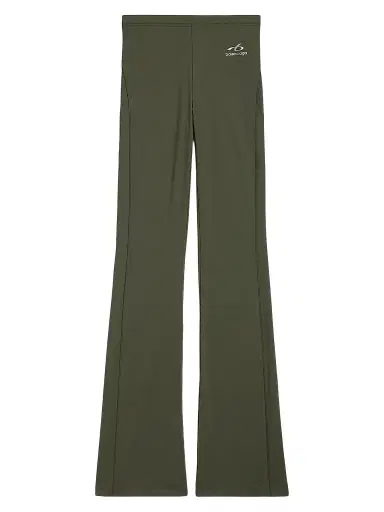 Balenciaga Women's Techwear Flared Leggings - Khaki Lime | Thumbnail 1 Balenciaga Women's Techwear Flared Leggings - Khaki Lime | Thumbnail 1