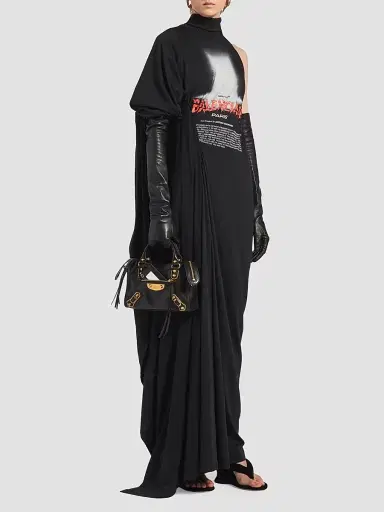 Balenciaga Women's The Door Long Draped Dress - Black | Thumbnail 2 Balenciaga Women's The Door Long Draped Dress - Black | Thumbnail 2