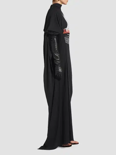 Balenciaga Women's The Door Long Draped Dress - Black | Thumbnail 3 Balenciaga Women's The Door Long Draped Dress - Black | Thumbnail 3