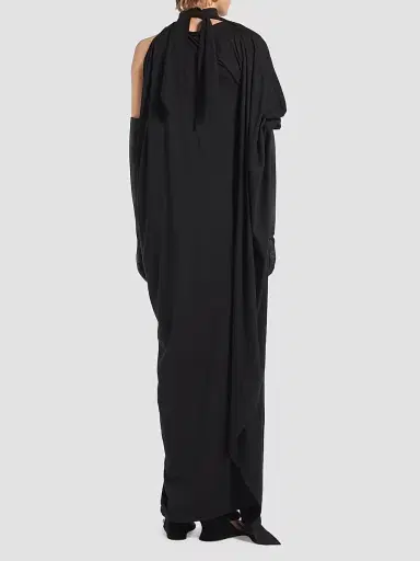 Balenciaga Women's The Door Long Draped Dress - Black | Thumbnail 4 Balenciaga Women's The Door Long Draped Dress - Black | Thumbnail 4