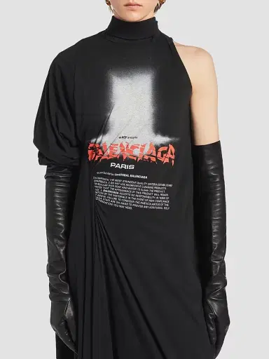 Balenciaga Women's The Door Long Draped Dress - Black | Thumbnail 5 Balenciaga Women's The Door Long Draped Dress - Black | Thumbnail 5