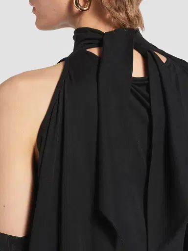 Balenciaga Women's The Door Long Draped Dress - Black | Thumbnail 6 Balenciaga Women's The Door Long Draped Dress - Black | Thumbnail 6