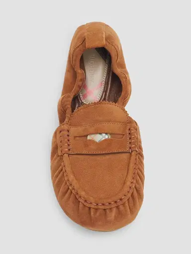 Burberry Women's Fawn Suede Penny Loafers - Cognac | Thumbnail 4 Burberry Women's Fawn Suede Penny Loafers - Cognac | Thumbnail 4