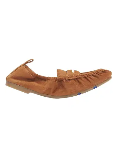 Burberry Women's Fawn Suede Penny Loafers - Cognac | Thumbnail 1 Burberry Women's Fawn Suede Penny Loafers - Cognac | Thumbnail 1