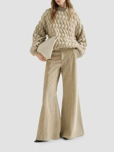 Brunello Cucinelli Women's Dazzling Zigzag Cables Sweater in Mohair and Wool - Sand | Thumbnail 6 Brunello Cucinelli Women's Dazzling Zigzag Cables Sweater in Mohair and Wool - Sand | Thumbnail 6
