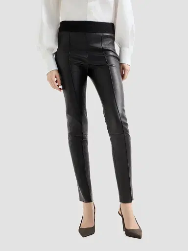 Brunello Cucinelli Women's Stretch Nappa Leather Leggings | Thumbnail 2 Brunello Cucinelli Women's Stretch Nappa Leather Leggings | Thumbnail 2