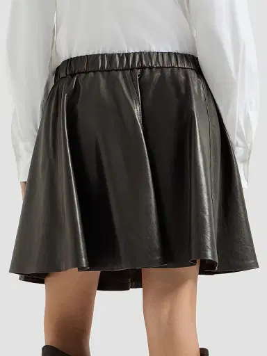 Brunello Cucinelli Women's Polished Nappa Leather Mini Circle Skirt - Coffee | Thumbnail 3 Brunello Cucinelli Women's Polished Nappa Leather Mini Circle Skirt - Coffee | Thumbnail 3