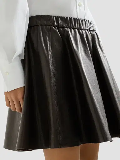 Brunello Cucinelli Women's Polished Nappa Leather Mini Circle Skirt - Coffee | Thumbnail 5 Brunello Cucinelli Women's Polished Nappa Leather Mini Circle Skirt - Coffee | Thumbnail 5