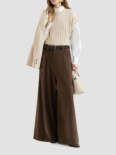 Brunello Cucinelli Women's Sparkling Cotton Cable Knit Sweater - Sand | Thumbnail 6 Brunello Cucinelli Women's Sparkling Cotton Cable Knit Sweater - Sand | Thumbnail 6