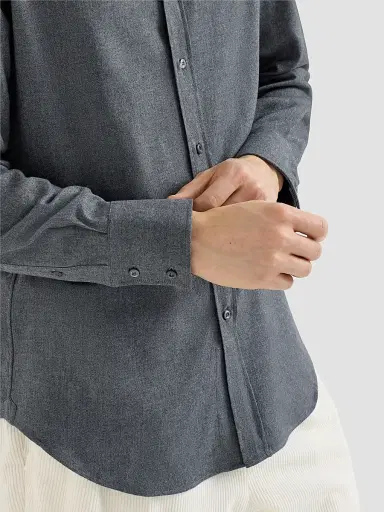 Brunello Cucinelli Men's Stretch Cotton Chevron Flannel Shirt with Spread Collar - Dark Grey | Thumbnail 5 Brunello Cucinelli Men's Stretch Cotton Chevron Flannel Shirt with Spread Collar - Dark Grey | Thumbnail 5