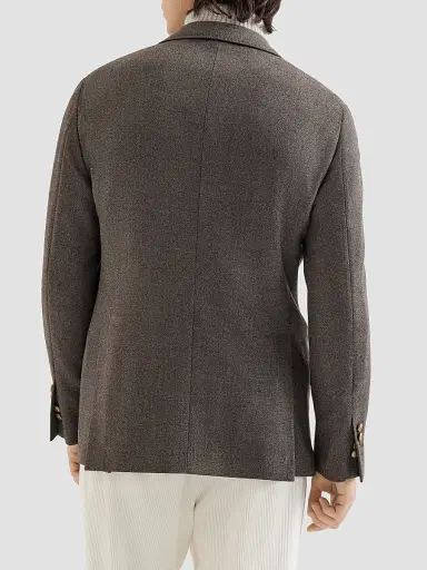 Brunello Cucinelli Men's Mouliné Virgin Wool Twill Deconstructed Cavallo Blazer - Brown | Thumbnail 3 Brunello Cucinelli Men's Mouliné Virgin Wool Twill Deconstructed Cavallo Blazer - Brown | Thumbnail 3