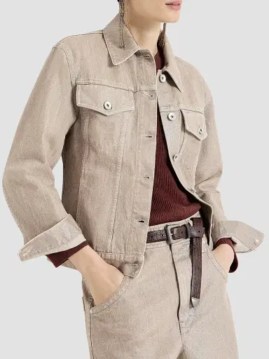 Brunello Cucinelli Women's Lamé Denim Four-pocket Outerwear Jacket with Monili - Rope | Thumbnail 5 Brunello Cucinelli Women's Lamé Denim Four-pocket Outerwear Jacket with Monili - Rope | Thumbnail 5