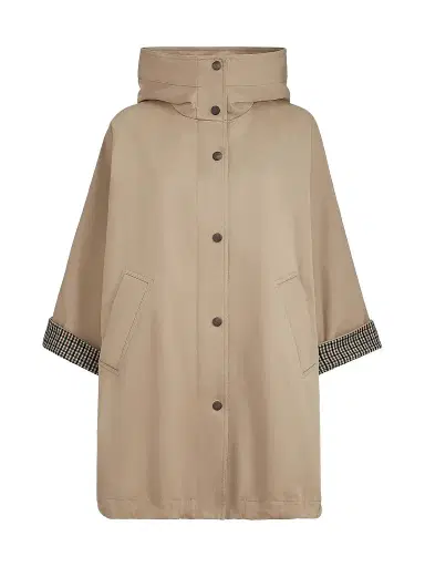 Brunello Cucinelli Women's Cotton and Linen Twill Hooded Outerwear Jacket with Monili | Thumbnail 1 Brunello Cucinelli Women's Cotton and Linen Twill Hooded Outerwear Jacket with Monili | Thumbnail 1