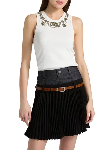 Cinq à Sept Women's Lizzie Crystal-Embellished Cotton-Blend Tank - White | Thumbnail 3 Cinq à Sept Women's Lizzie Crystal-Embellished Cotton-Blend Tank - White | Thumbnail 3