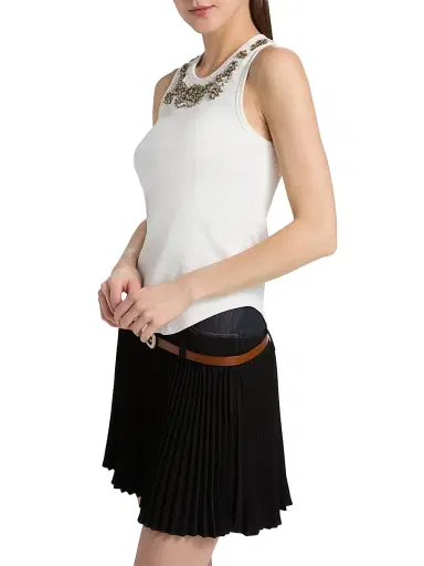 Cinq à Sept Women's Lizzie Crystal-Embellished Cotton-Blend Tank - White | Thumbnail 4 Cinq à Sept Women's Lizzie Crystal-Embellished Cotton-Blend Tank - White | Thumbnail 4
