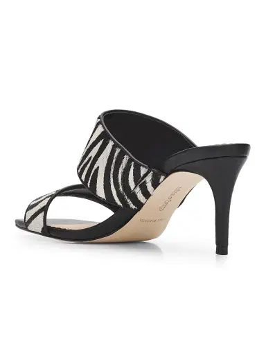 Cinq à Sept Women's Sutton 70MM Haircalf Slip-On Sandals - Black Ivory - Size 10 | Thumbnail 3 Cinq à Sept Women's Sutton 70MM Haircalf Slip-On Sandals - Black Ivory - Size 10 | Thumbnail 3