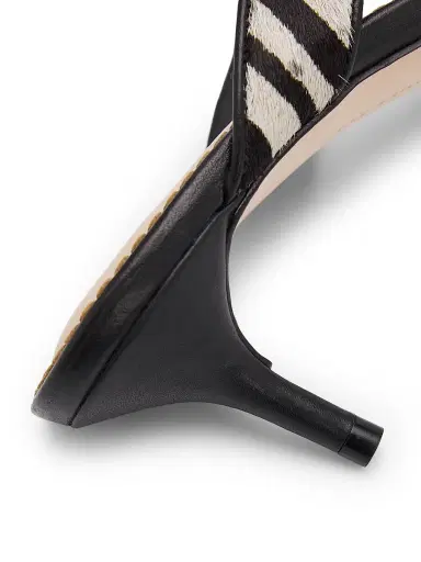 Cinq à Sept Women's Frankie 60MM Calf Hair Leather Sandals - Black Ivory - Size 10 | Thumbnail 5 Cinq à Sept Women's Frankie 60MM Calf Hair Leather Sandals - Black Ivory - Size 10 | Thumbnail 5