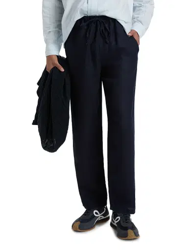 FRAME Men's Linen Drawstring Straight-Leg Pants - Rinse | Thumbnail 3 FRAME Men's Linen Drawstring Straight-Leg Pants - Rinse | Thumbnail 3