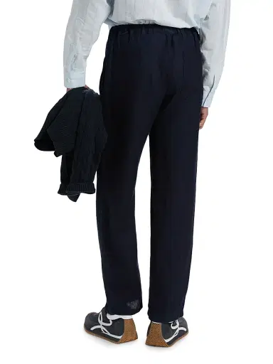 FRAME Men's Linen Drawstring Straight-Leg Pants - Rinse | Thumbnail 5 FRAME Men's Linen Drawstring Straight-Leg Pants - Rinse | Thumbnail 5