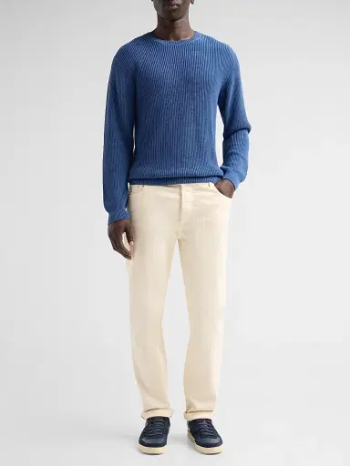 Saks Fifth Avenue Men's Garment Dyed Double Seed Rib-Knit Crewneck Sweater - Navy | Thumbnail 2 Saks Fifth Avenue Men's Garment Dyed Double Seed Rib-Knit Crewneck Sweater - Navy | Thumbnail 2
